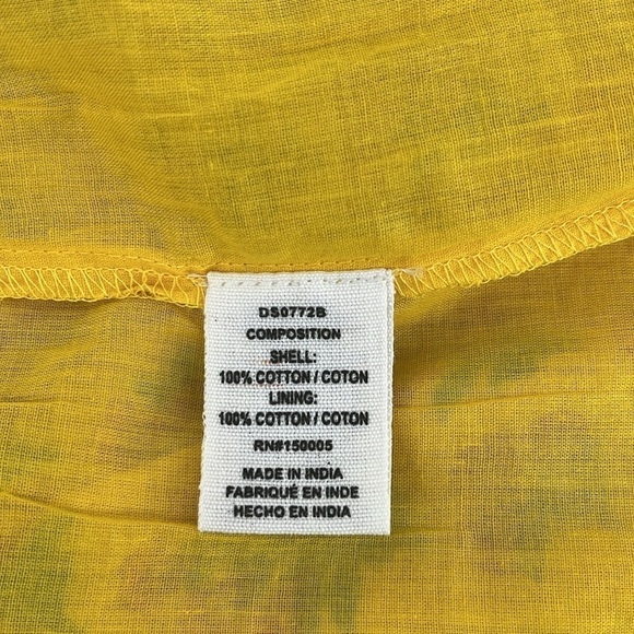 Maisie Nordstrom Yellow Floral Puff Sleeve Tie Neck Mini Dress Size Large - Picture 12 of 12